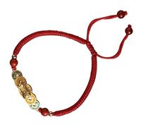 Veemoon Adjustable Red Rope Mythical Beast Bracelet for Women, Handmade Woven String Wrist Rope with Vermilion Coin Charm, Friendship Luck Accessories, 1pcs