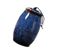Veemoon Airtight Ceramic Tea Canister with Cork Stopper Decorative Multi-use Storage Jar for Loose Tea Chinese Medicine Coffee Beans Kitchen Canisters Sealed Pot in Ink Blue
