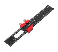 Veemoon Aluminum Woodworking Rulers with Metal T Track Square Ruler Inch and Metric Marking Measuring Scribing Rule Red
