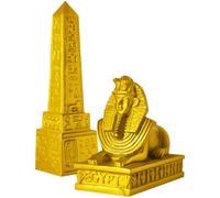 Veemoon Ancient Egypt Statue Set 2Pcs - Resin Egyptian Obelisk and Sphinx Figurines Desktop Decoration for Office Tabletop, Creative Miniature Landmark Craft Ornament