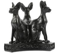 Veemoon Ancient Egyptian Cat Goddess Statue Resin Figurine Black Crystal Ball Display Holder Base for 4-8cm Spheres, Creative Home Decor Altar Ornament