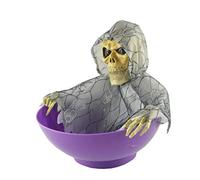 Veemoon Animated Skull Bowl: Halloween Pumpkin Candy Bowl Dish Grim Reaper with Motion Activated and Light Up Eyes Treat or Trick Candy Container for Haunted House Halloween Party Favor
