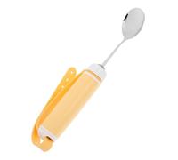 Veemoon Anti-Shaking Elderly Feeding Spoon with Swivel Adjustable Design Non-Slip Silicone Handle for Weak Hands Stainless Steel Adaptive Tableware for Left and Right-Handed Users Yellow