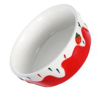 Veemoon Anti-spill Ceramic Hamster Food Bowl Small Red Mouse Water Dish for Guinea Pigs Chinchillas Hedgehogs Rabbits Smooth Decorative Easy-clean Pet Feeding Bowl