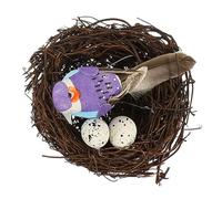 Veemoon Artificial Bird Nest 2 Eggs and Small Bird for Garden Decor and Photography Prop Suitable for Indoor and Outdoor Use Random Color Random Color