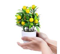 Veemoon Artificial Mini Lemon Tree Bonsai in Pot, Small Fake Potted Plant Decoration for Kitchen Office Table, Yellow Faux Plant Ornament for Home and Desktop