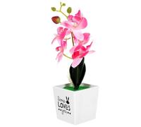 Veemoon Artificial Moth Orchid Faux Potted Flower Decor Lightweight Simulation Bonsai for Home Office Bedroom Table Decoration Red Plastic Plant