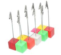 Veemoon Assorted Colour Cube Base Table Sign Holders with Resin and Metal Material 10pcs for Firm Holding and Decorative Effect Random Color for Place on The Table and Paper Note Display