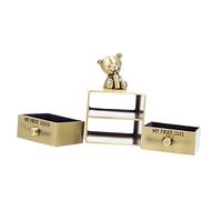 Veemoon Baby Tooth Collection Box Zinc Alloy Bear Shape 2 Drawers Portable Easy to Store Keepsake for Infants Boys