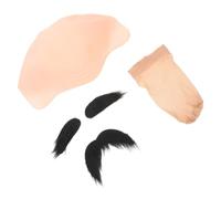 Veemoon Bald Cap Costume Set Fake Beard and Wig Caps for Adults Halloween Theater Makeup Cosplay Old Man Party Prop