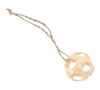 Veemoon Bamboo Ball Feeder for Eating and Playing Beige Bamboo Weaving Ball Shaped Small Animal Exercise Accessory for Chinchilla Cage