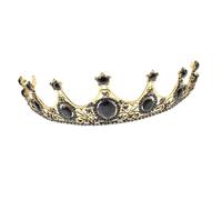 Veemoon Baroque Rhinestone Crown Bridal Headband Lightweight Wedding Tiara for Brides Elegant Black Headpiece for Banquet Party and Costume Events