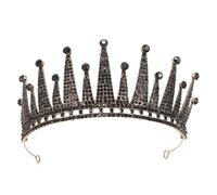 Veemoon Baroque Rhinestone Crown Hair Accessory Alloy Bridal Tiara Headband for Wedding Party Prom Queen Black Fascinator Jewelry