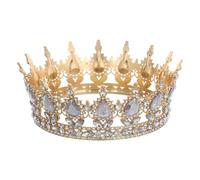 Veemoon Baroque Rhinestone Queen Crown: Full Round Crystal Crown Tiara Vintage Princess Sparkly Headdress for Bridal Wedding Hair Accessories Brithday Party Girls Prom Costume Props, Ab