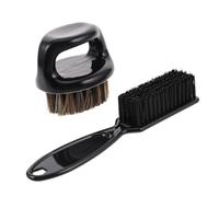 Veemoon Beard Taming Brush and Bristle Dusting Styling Brush Set Ring Hairbrush for Men, Black Neck Hair Dusting Tool for Haircut Cleanup and Beard Grooming