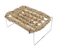 Veemoon Bearded Dragon Sea Grass Bed Reptile Lounger Rectangle Hammock with Adjustable Height Khaki Basking Platform for Frog and Leopard Gecko Tanks