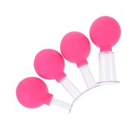 Veemoon Beauty Cupping Cups Massage Set 4pcs Rubber Vacuum Body Massager with Pink Silicone Balls for Facial Skin Lifting Anti-cellulite Therapy Home Cupping Supplies