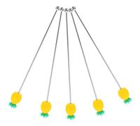 Veemoon Beverage Muddler Swizzle Sticks Made of Stainless Steel and Pvc 5pcs Golden Fruit Shaped with Extended Service Life and Quick Even Mixing for Office and Home Bar Supplies