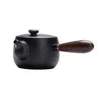 Veemoon Black Pottery Teapot Retro Kung Fu Hot Tea Maker Hand-Painted Ceramic Cooking Tea Pot Decorative Tabletop Teaware for One Person