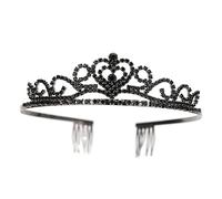 Veemoon Black Rhinestone Tiara with Comb Headband for Women and - Perfect for Bridal - Birthday Party or Prom Elegant Silver Accents for a Stunning Look