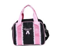Veemoon Black Shoulder Dance Bag Ballet Tote Duffle Messenger Bag for Boys Girls Ballerina Dancers Large Capacity Embroidered Dancing Girl Lace Floral Design for Dance Class and Practice