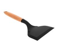 Veemoon Black Silicone Wide Spatula for Tamagoyaki and Meat Cooking, Non-Stick Frying Turner Wooden Handle, Heat Resistant Kitchen Tool for Omelette, Fish Frying, and Serving