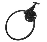 Veemoon Black Wall Mounted Towel Ring, Water Spigot Style Hand Towel Holder for Bathroom and Kitchen, Iron Construction with Vertical Or Horizontal Installation, round Wash Cloth Rack