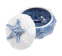 Veemoon Blue Ceramic Jewelry Box with Lid, Sturdy and Adorable Storage Container for Tableware or Study, Multi-functional Ocean Style Organizer for Home or Office Use