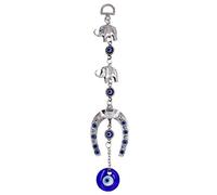 Veemoon Blue Evil Eye Wall Hanging Ornament Lucky Horseshoe Elephant Turkish Nazar Beads Evil Eye Protection Charm Good Luck Amulet Feng Shui Decorations for Blessings