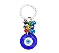 Veemoon Blue Eyes Keychain Beaded Key Chains for Car Keys Jewelry Chain Evil Eye Necklace Gold Key Case Evil Eye Hanging Ornament Angelic Evil Eye Charms for Car Reflector Rings Hook Glass