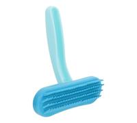 Veemoon Blue Silicone Grooming Comb 5.2x4.6x0.8inch Gentle Pet Massaging Brush with Antislip Handle for Rabbits and Guinea Pigs Bath Cleaning and Grooming