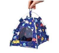 Veemoon Blue Small Bird Parrot Tent Canvas Hanging Nest without Cushion, Mini Bird House Bed for Parakeets Budgies and Small Pets, Suitable for Birdcage Accessories and Parrot Supplies