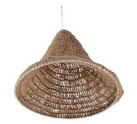 Veemoon Bohemian Handwoven Lampshade with Adjustable Hanging Feature, Round Khaki Cotton and Hemp Rope Lamp Cover for Bedroom and Cozy Spaces, Rustic Handmade Pendant Light Shade