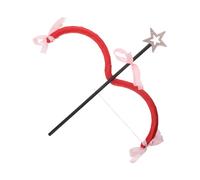 Veemoon Bow and Arrow Costume Prop Set - Light Gold Five-star Mini Bow with Love Heart Arrows for Adult Cosplay, Valentine’s Day Party, Wedding Decor Accessory