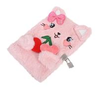 Veemoon Boys and Fuzzy Cat Notebook A5 Plush Lockable Diary with Keys Soft Animal Journal for School Travel Writing Drawing