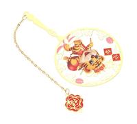 Veemoon Brass Bookmark with Classical Chinese Hollow Out Design Zodiac Year Tiger Pendant Portable Reading Students Writers Book Lovers