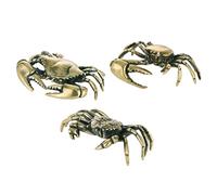 Veemoon Brass Crab Table Sculpture, Vintage Crawling Crab Decor Feng Shui Wealth Animal Figurine Ornaments Lucky Insects Small Statue Chinese Tea Pet Copper Collectible Figure - 3