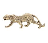 Veemoon Brass Gold Leopard Ornament Fengshui Metal Panther Figurines Table Lucky Animal Stuate Small Wealth Leopard Sculpture Mini Jungle Decoration for Office Tearoom Cupboard Decor