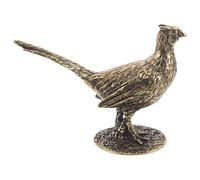 Veemoon Brass Pheasant Figurine Lifelike Pheasant Sculpture Decor with Base Mini Brass Animal Ornament for Desk Bookshelf Display Cabinet Farmhouse and Garden Accent