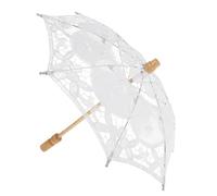 Veemoon Bridal Elegant Lace with Handle Soft, Umbrella Wooden Cotton and Material Vintage Design Classic Western Royal Style Parasol for Wedding Photography for Occasions