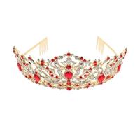 Veemoon Bridal Headwear Headband Crystal Tiara for Girl Bridal Headpieces for Birthday Bride Headpiece Wedding Crown Flower Girl Crown Hair Accessory Red