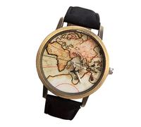 Veemoon Bronze Case Canvas Wrist Watch Rotating Plane Second Hand Unisex Style Black Color Adjustable Strap for Casual Wear