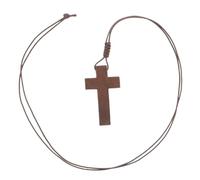 Veemoon Brown Wooden Cross Necklace Adjustable Vintage Cross Pendant Decoration for Men and Women Versatile Cross Accessory for Casual and Formal Wear Catholic Christians