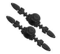 Veemoon Cabinet Pull Handles Black Zinc Alloy with Carved Texture and Matte Finish 2pcs Decorative Classic Vintage Style, 12.2x2.5x2.1cm, Stable and Easy Installation for Furniture