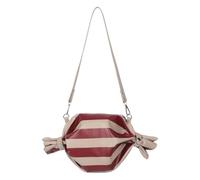 Veemoon Candy Stripe Crossbody Shoulder Bag for Women, Red White Striped Candy Shape Purse, Playful Music Festival Sling Bag for Valentine's Day and Party Use