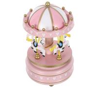 Veemoon Carousel Music Box Pink Spinning Mechanical Musical Collectible with Horses for Daughter Birthday Christmas Table Decoration