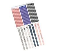 Veemoon Cartoon Erasable Gel Pens Set Fine Tip Ink Writing Pens with Erasable Ink for Students Teachers Office Use Portable Lightweight Including Blue Black Red Refills