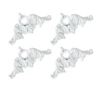 Veemoon Carved PVC Applique Enhancing Aesthetic Appeal 4pcs for Tv Wall Background Corner with Intricate Carvings White French Style Wall Decoration