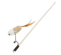 Veemoon Cat Funny Teasing Hangings Self-amusing Interactive Plumage Teaser with Cotton Rope and Wood 15.72x0.28x0.28in for Indoor Cats and Kittens