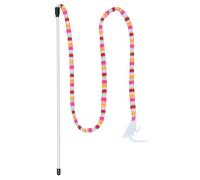 Veemoon Cat Teaser Wand with Feather and Rainbow Strip 2pcs for Kittens | Flannel and Plastic Build, Boredom Relief for PET Cats, Easy to Store for Bonding Time and Leaving